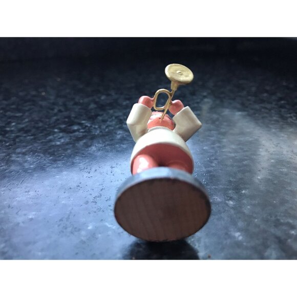 Vtg Christmas Wooden Music Angel Playing The Trombone Erzgebirge Made In Germany - Picture 7 of 8